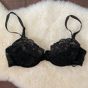 Victoria's Secret black lace unlined bra size 32D